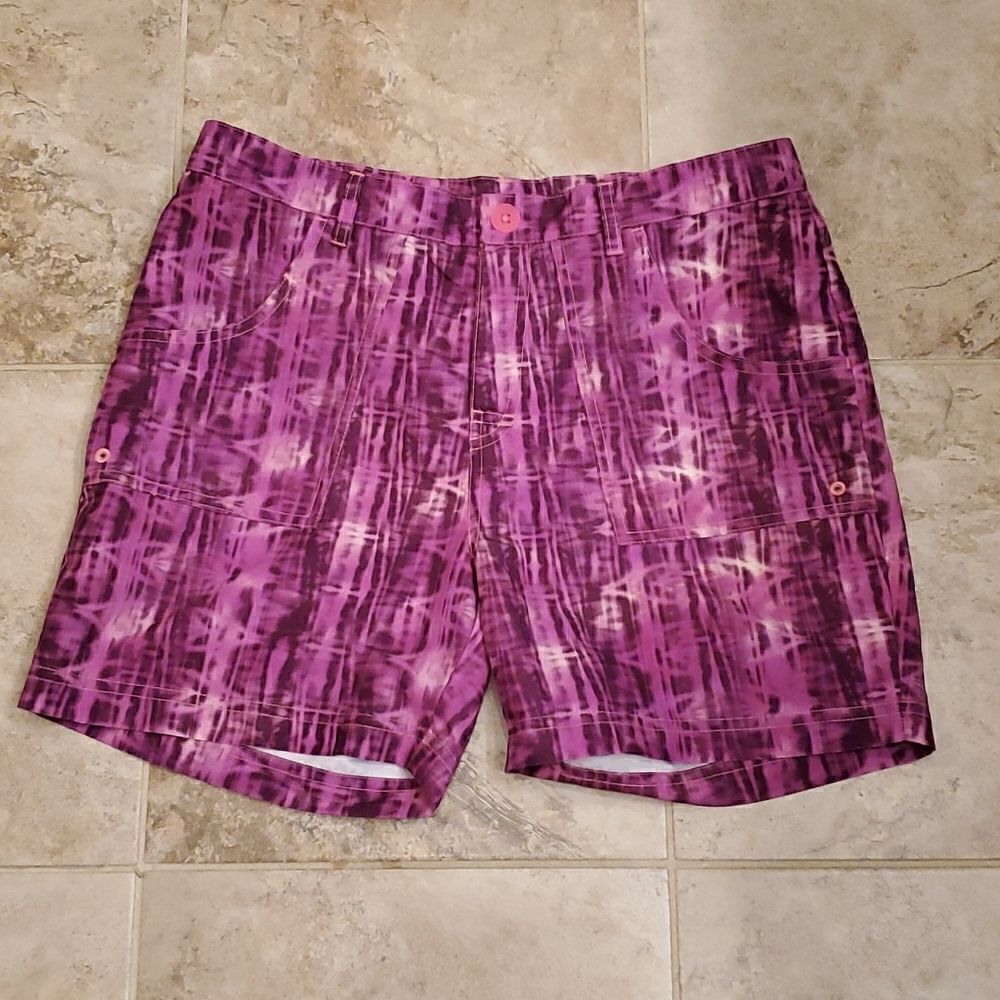 Girl's The North Face purple tie dye board shorts